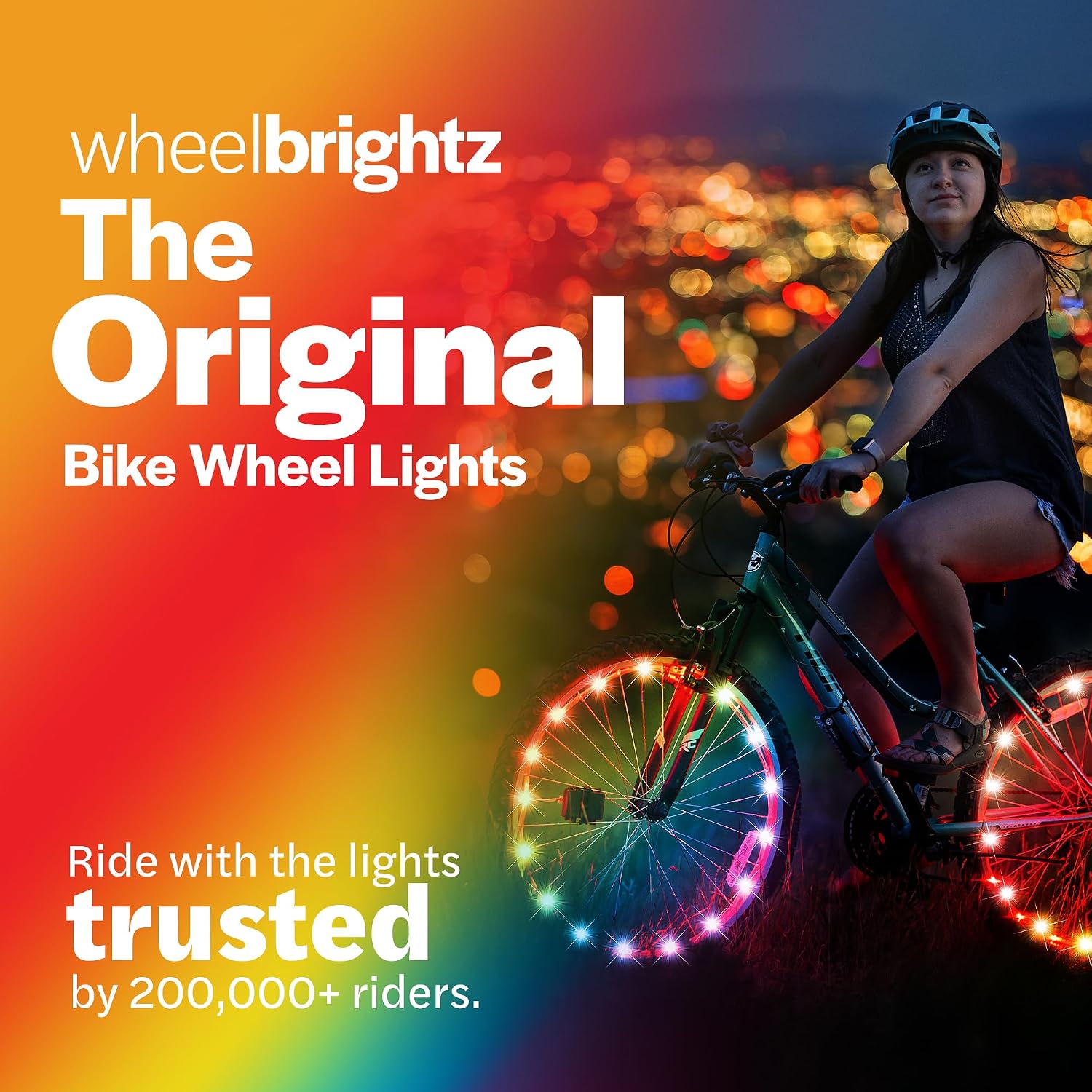 Brightz WheelBrightz 2-Pack LED Bike Wheel Lights - 2026 Edition with Superior Straps & LED-Weatherproof Shield! 14 Colors - Unmatched Durability, Visibility & 48+ Hours of Dazzling Illumination