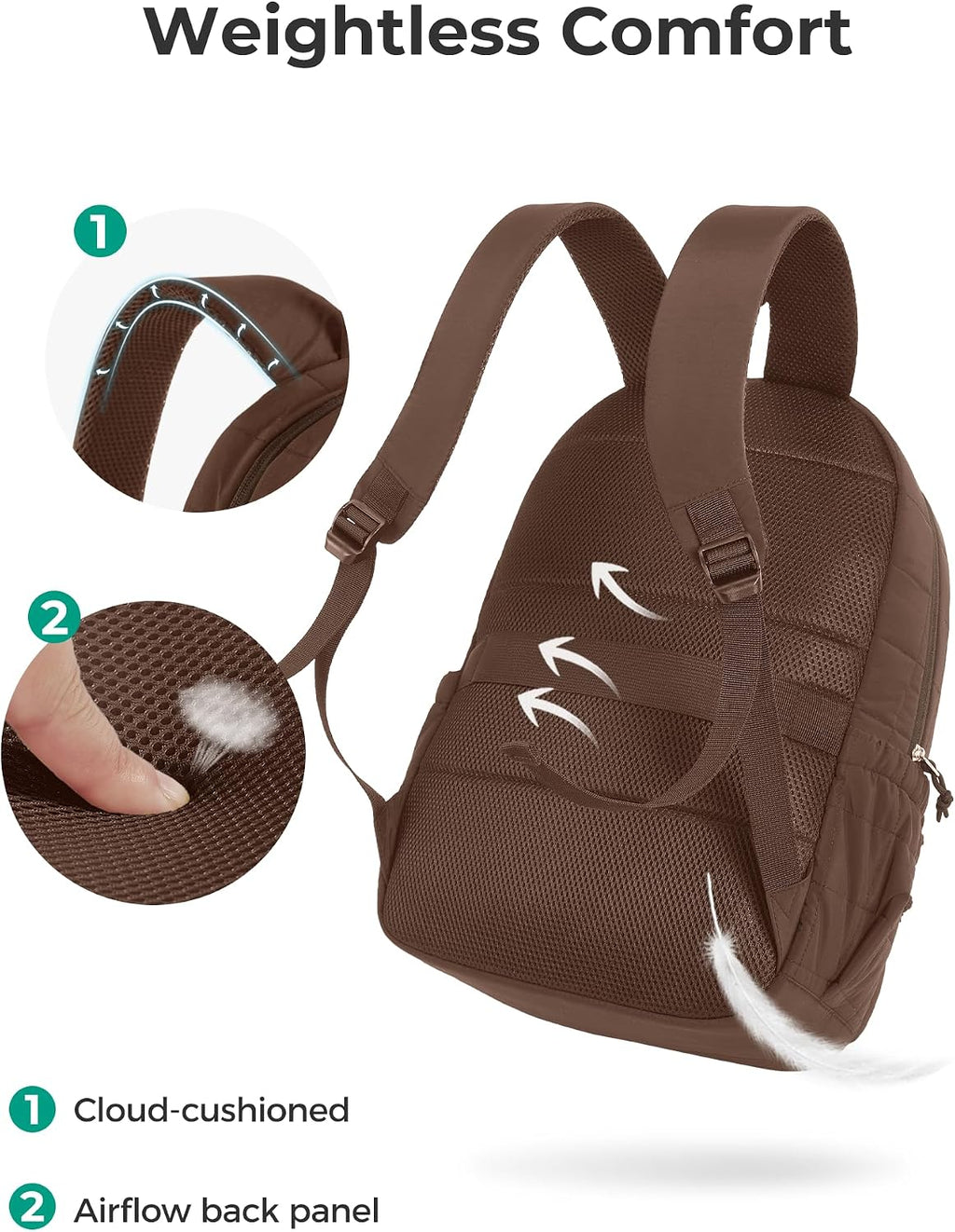 BAGSMART Travel Backpack for Women, College Laptop Backpack, Chocolate