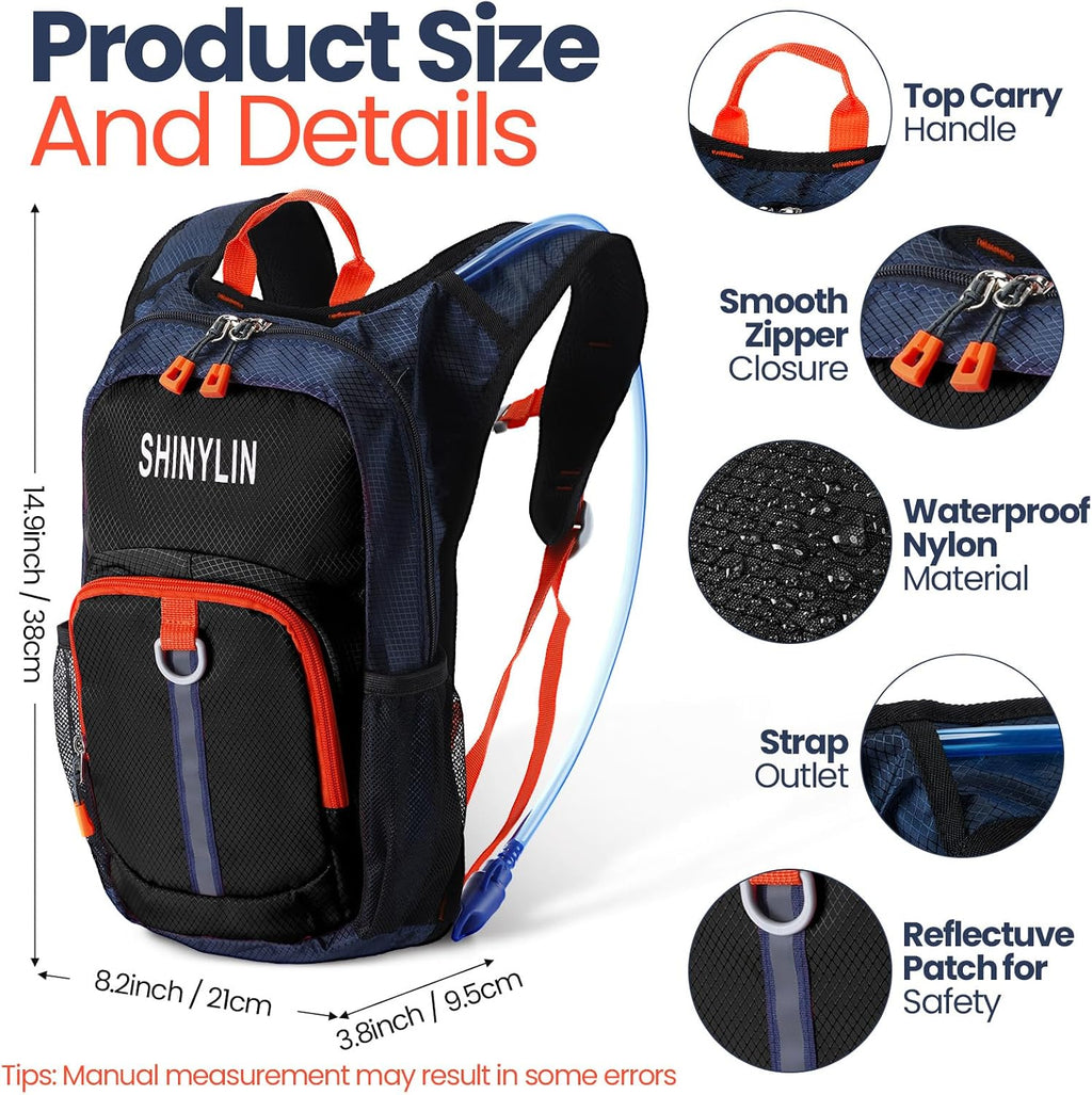 Shinylin 2 Pcs Kids Hydration Hiking Backpack