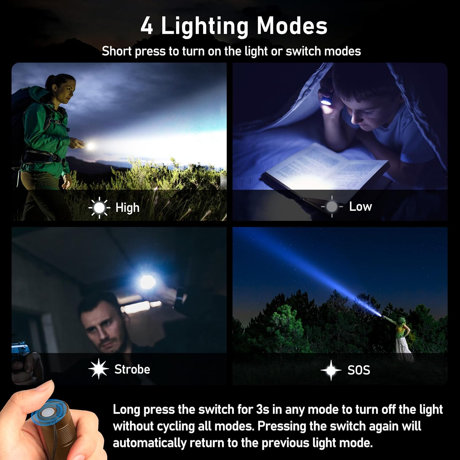 Blukar Rechargeable Flashlight, Super Bright Adjustable Focus Flashlights
