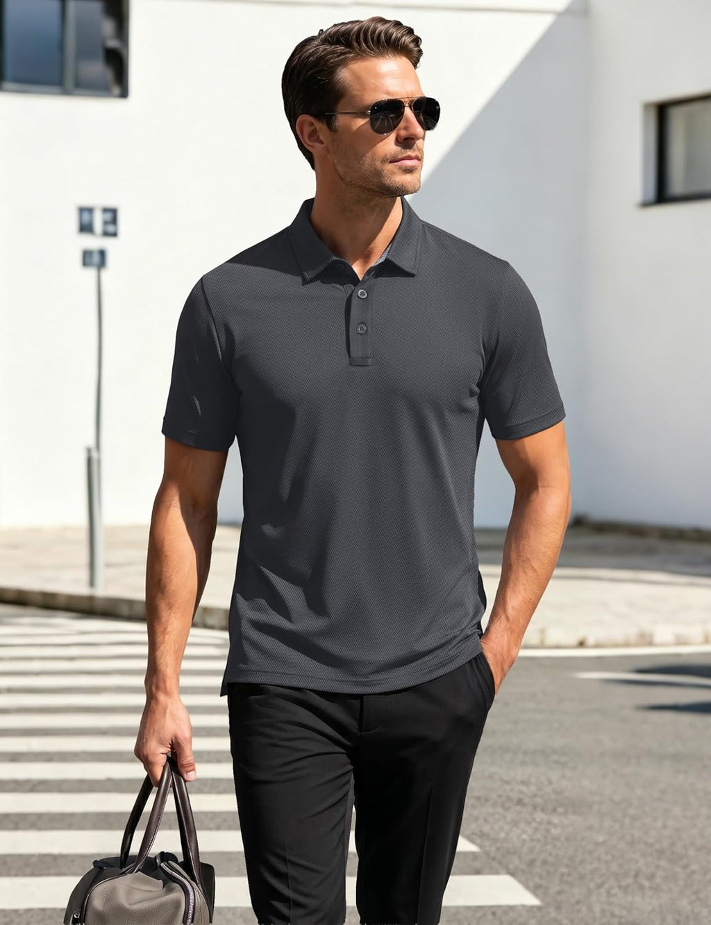MAGCOMSEN Mens Polo Shirts Short Sleeve Moisture Wicking Performance Collared Shirt Athletic Casual Golf Polos