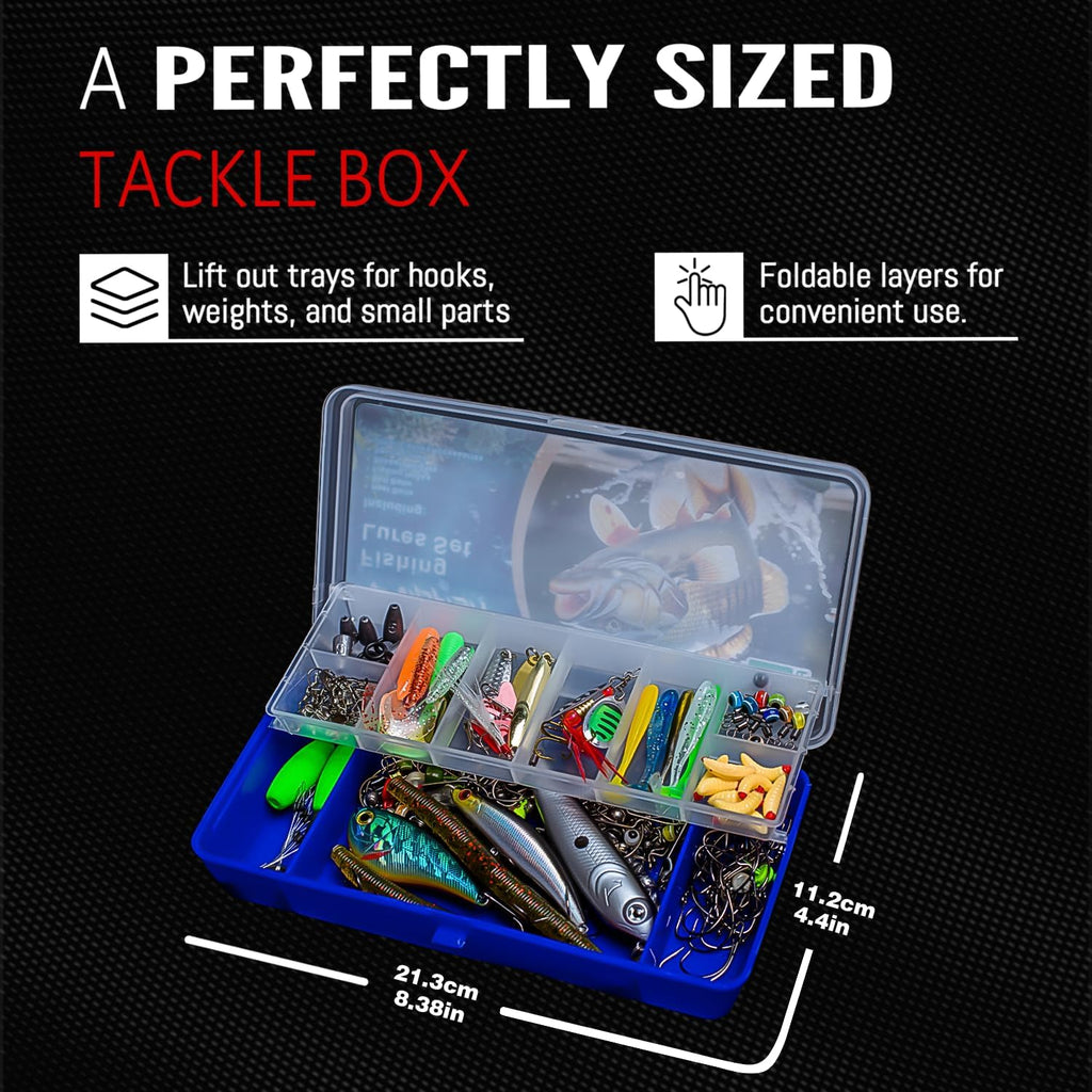 145PCS Fishing Tackle Box Kit with Tackle Included, Fishing Lures, Fishing Hooks & Fishing Accessories Kits for Freshwater Fishing Gear, Great Gifts for Fishingman