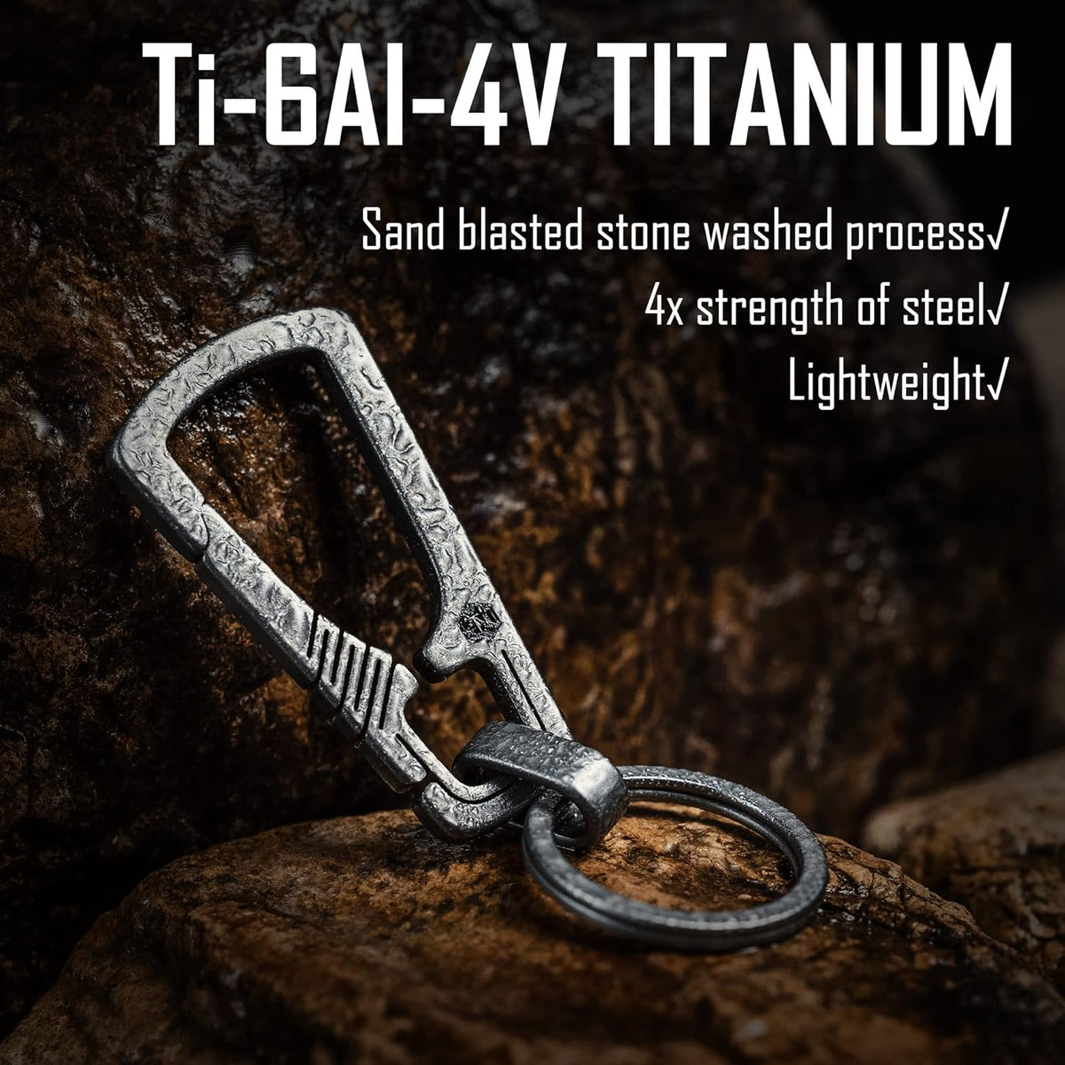KeyUnity Titanium Carabiner Keychain Clip, Quick Release EDC Key Holder Organizer with Key Ring