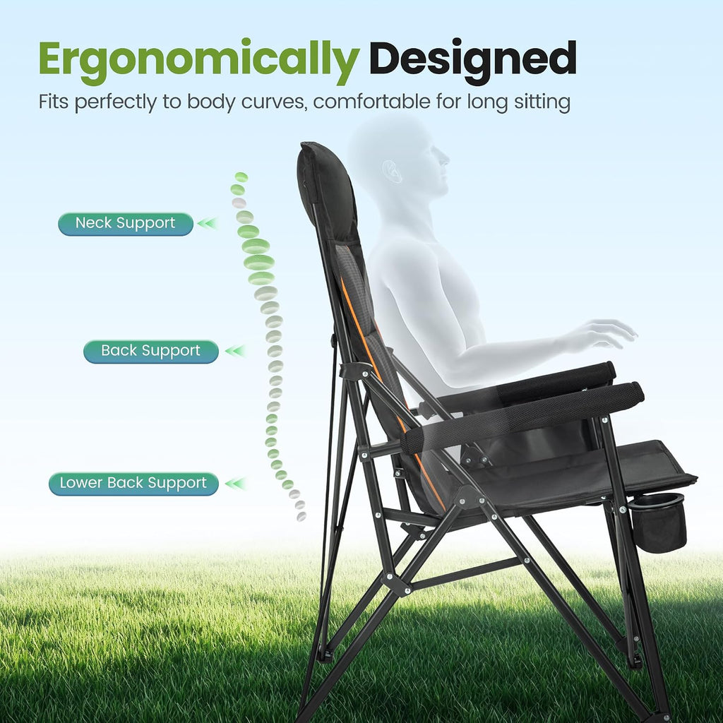 HIGH POINT SPORTS Folding Camping Chairs for Adults Support 500 LBS 2 Pack