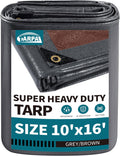 TARPAL tarp 10x16 Feet Super Heavy Duty Tarps Cover 20mil,Grey/Brown tarp