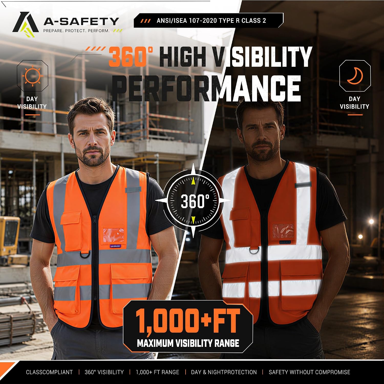 A-SAFETY High Visibility Reflective Safety Vest Customize Logo (XS-8XL)