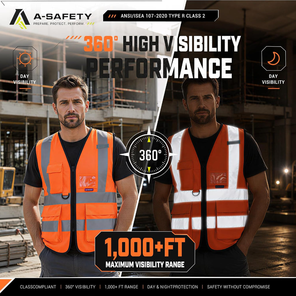 A-SAFETY High Visibility Reflective Safety Vest Customize Logo (XS-8XL)