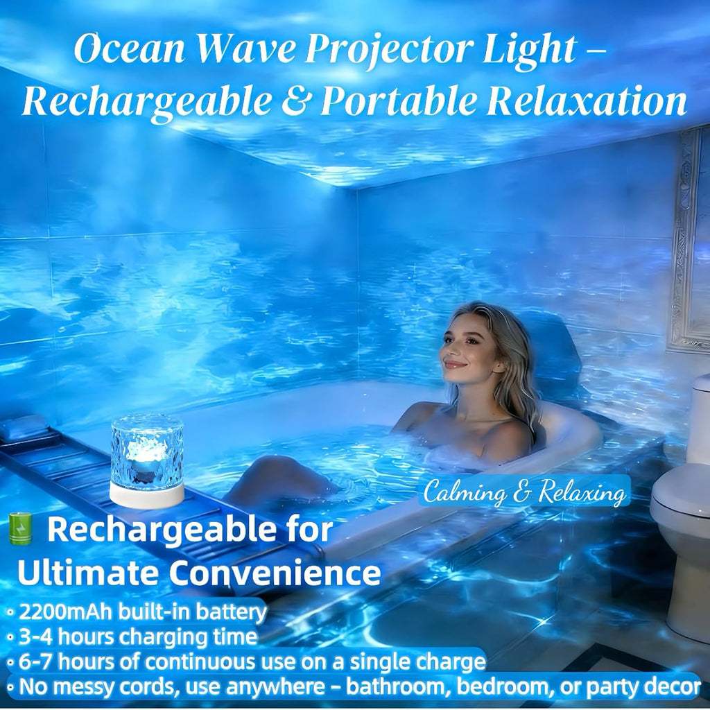 Cordless Northern Aurora Borealis Light Projector for Bedroom-Water Ripple Ocean Wave Projector Light-Shower Lamp-Teen Girl Gifts Trendy Stuff-Shower Mood Light-Bathroom Night Light-Ambient Lighting
