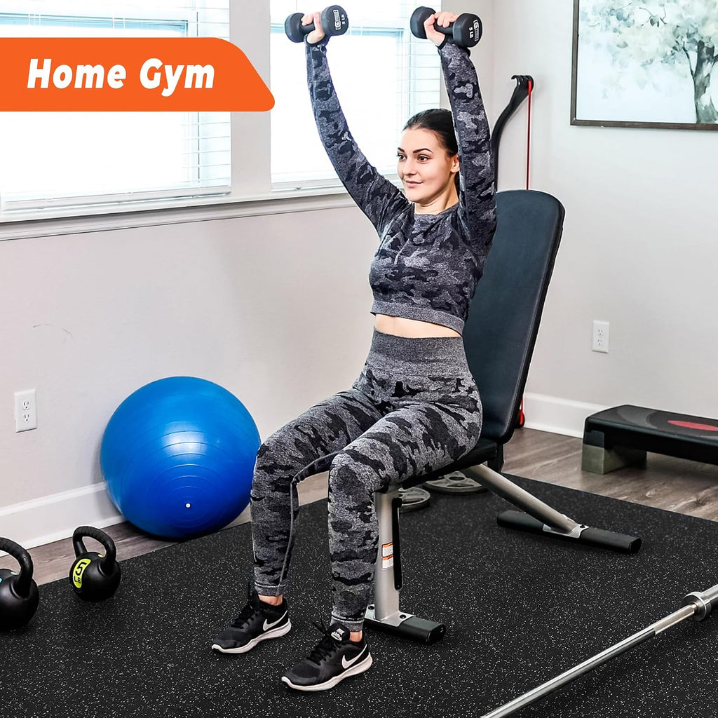 SUPERJARE 0.4'' Thick 24 Pcs 96 Sq Ft Rubber Top Exercise Equipment Mats