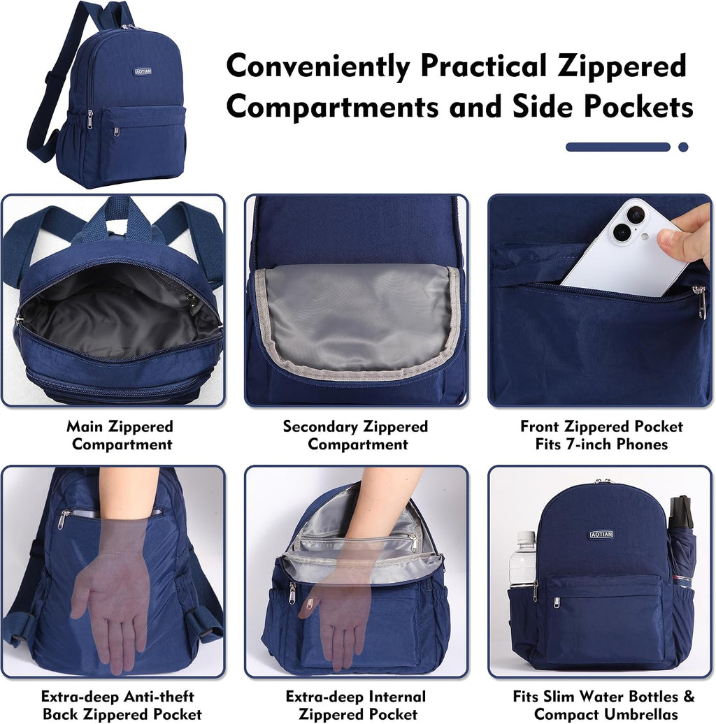 AOTIAN Lightweight Nylon Daypack, Small Hiking Backpack for Women