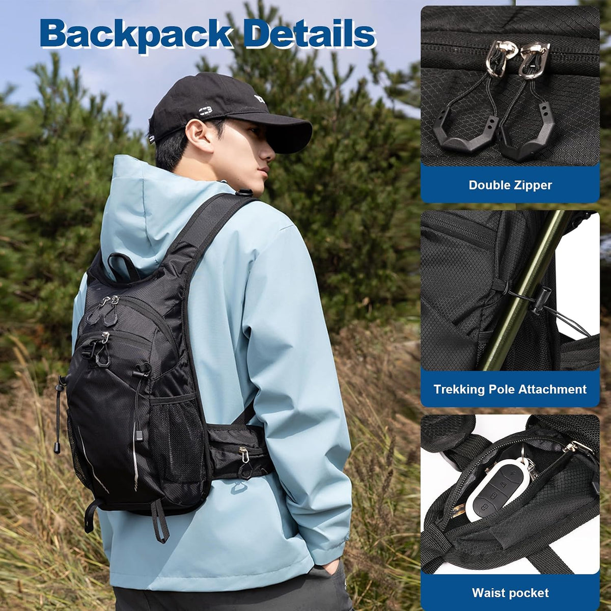 10L Small Hiking Backpack for Men Women, Lightweight Hiking Daypack