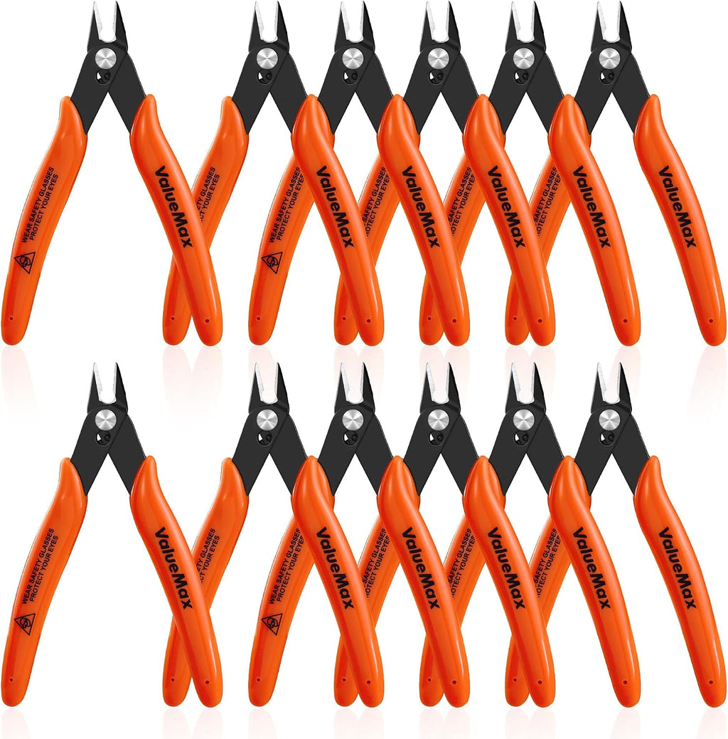 ValueMax 12-Pack 5-Inch Flush Cutters, Spring-Loaded Precision Side Cutters