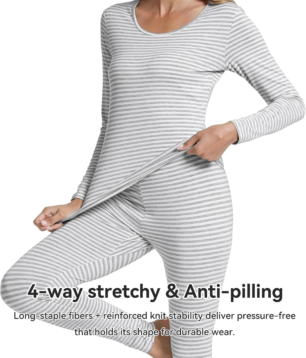 WiWi Soft Underwear for Women Thermal Long Johns Sets Super Warm Base Layer Top Pants Pajamas Set Viscose from Bamboo S-3X