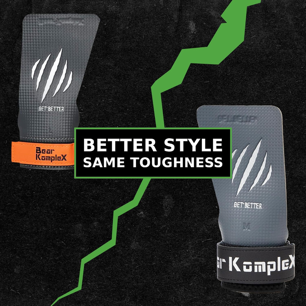 Bear KompleX No Hole Hand Grips - Non-Slip Fingerless Gymnastics Grips for Weight Lifting, Pull-ups & Cross Training | Lightweight, Padded Wrists & Foldable Grip.