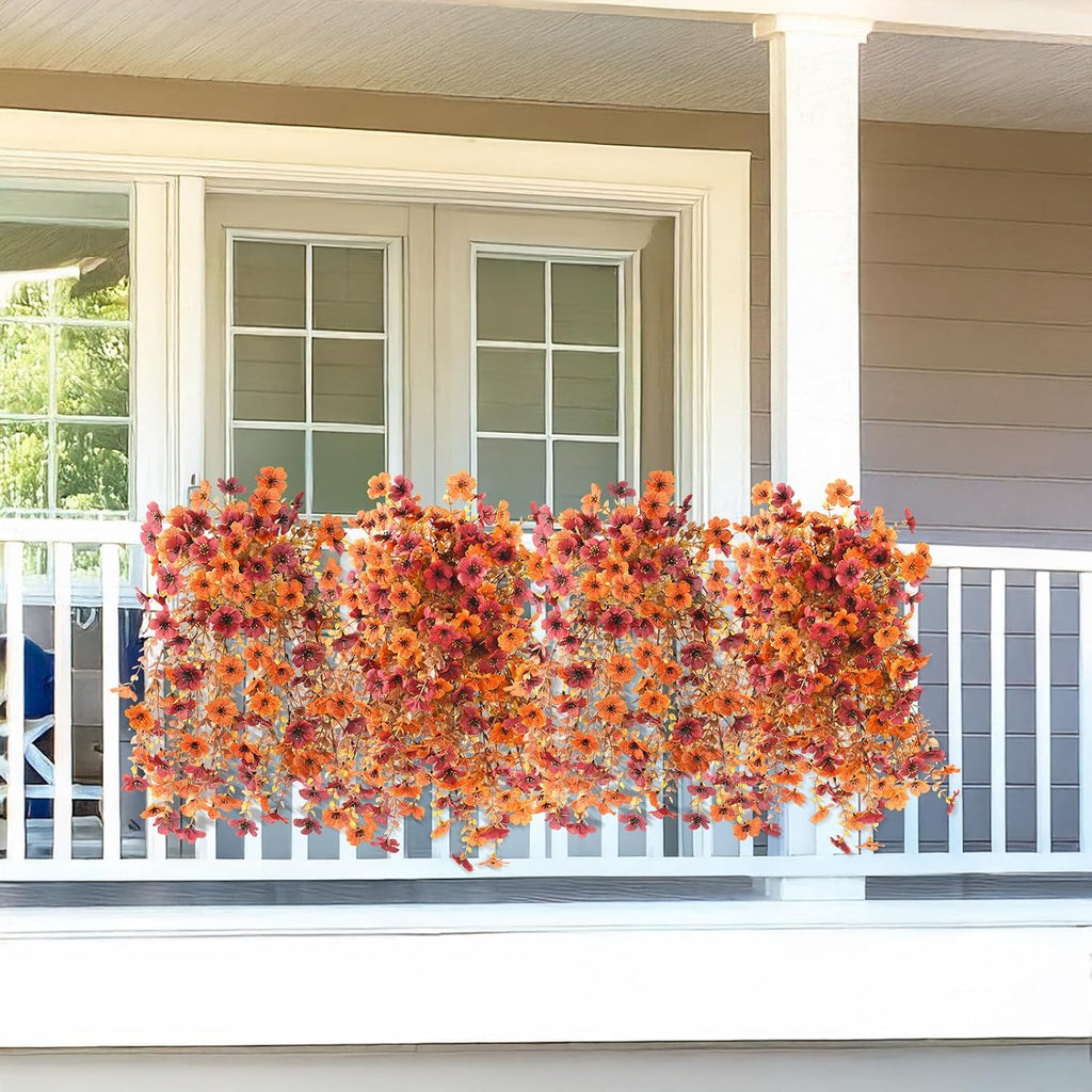 Homsunny Artificial Faux Mums Fall Flowers for Outdoor Outside Decoration