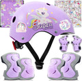 Adjustable Kids Bike Helmet Set with Knee, Elbow and Wrist Pads, Toddler Helmet for Ages 3-5-8-14 Boys Girls, Protective Gear Set for Ages 3-14 Kids & Youth, for Bikes Skateboards Rollerskates