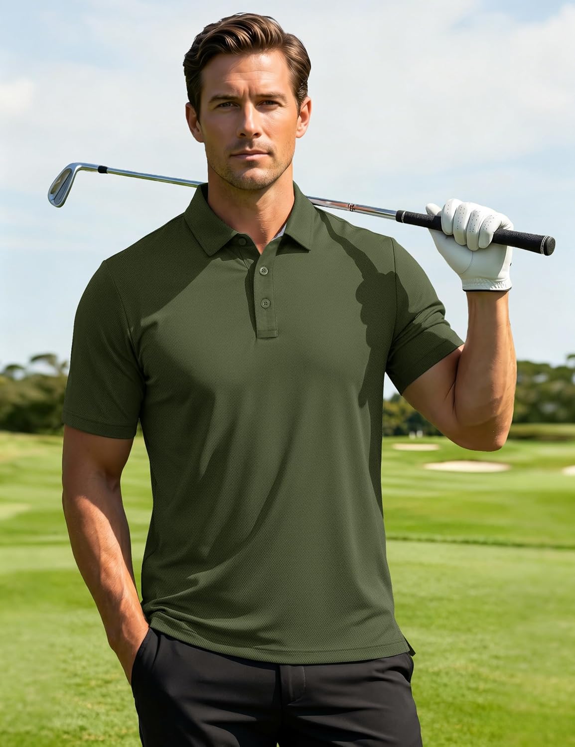 MAGCOMSEN Mens Polo Shirts Short Sleeve Moisture Wicking Performance Collared Shirt Athletic Casual Golf Polos