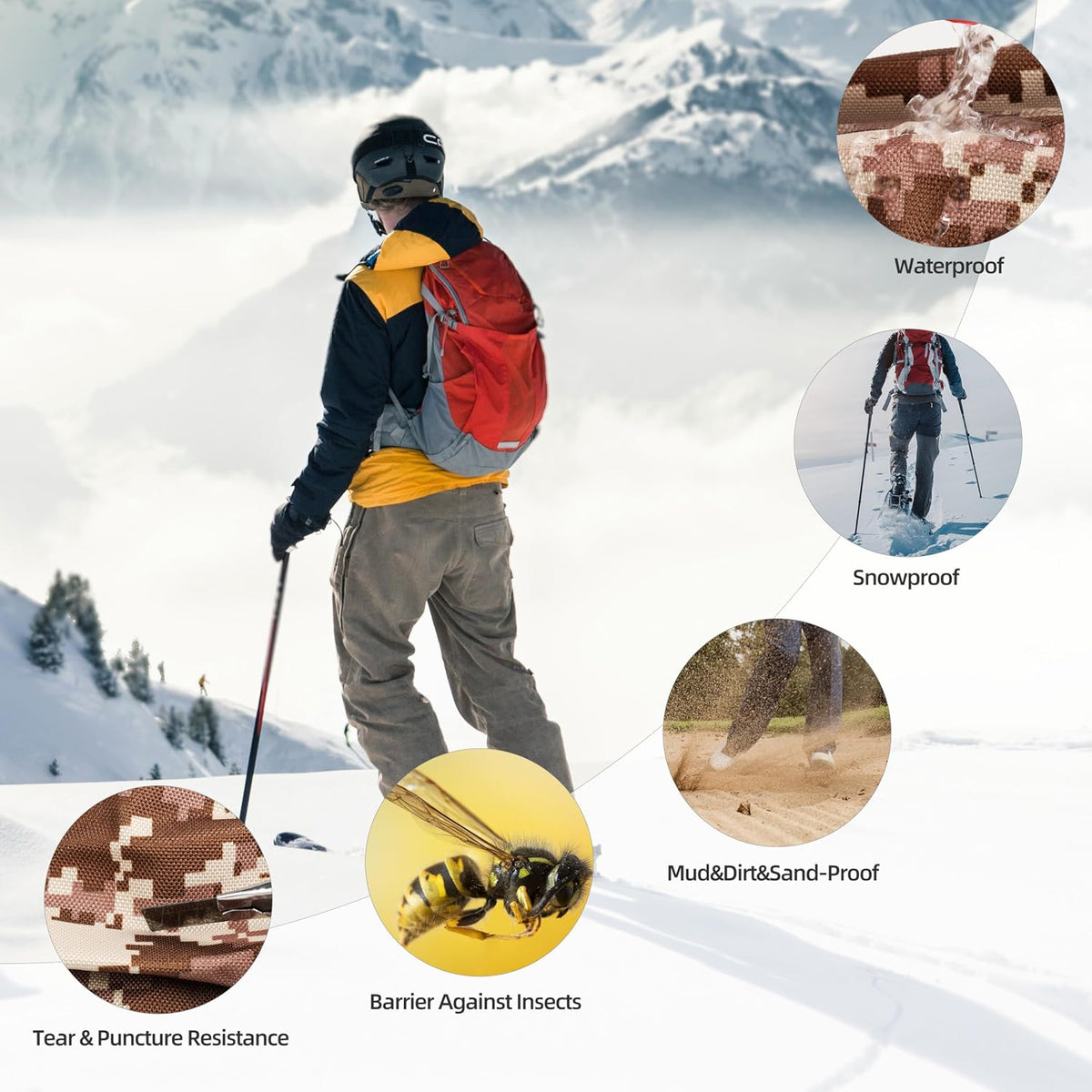 Snake Gaiters for Hiking & Outdoor Work – Waterproof, Adjustable Leg Guards with 500D Oxford & 3-Layer Nylon, Durable Outdoor Leg Protection for Men & Women