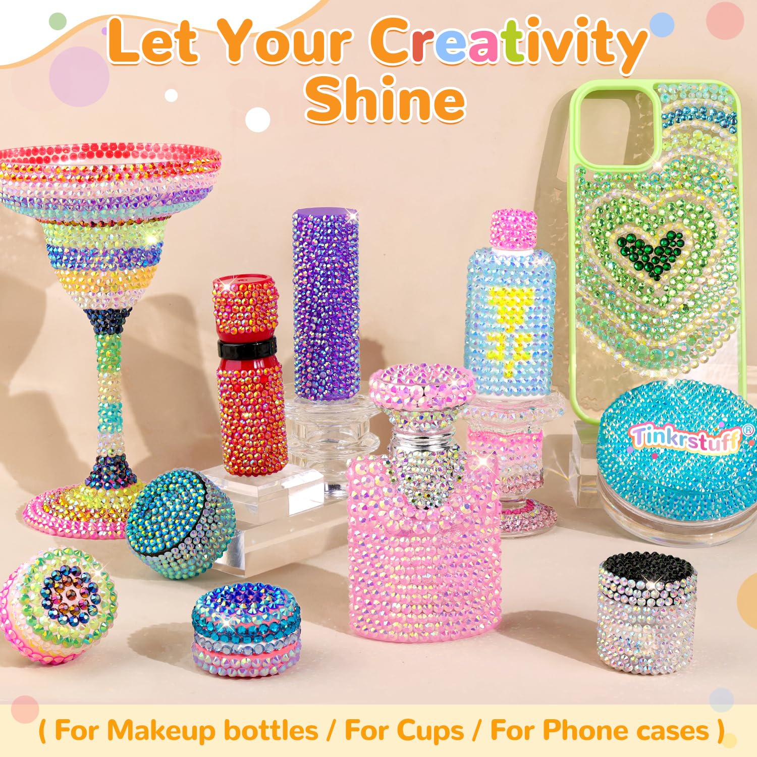 TINKRSTUFF 50000Pcs 60 Colors Jelly Rhinestones Bedazzling Kit