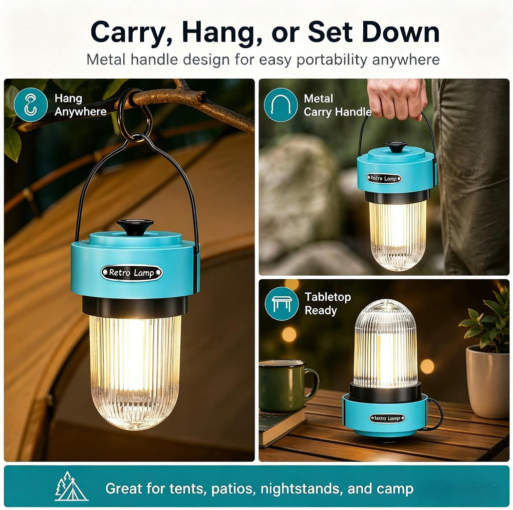 HOMY Rechargeable Camping Lantern 8H Runtime Stepless Dimmable Warm Light