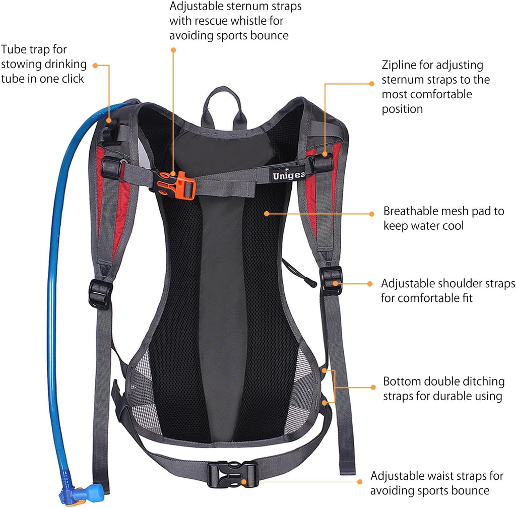 Unigear Hydration Pack Backpack with 2L Water Bladder for Hiking & Cycling