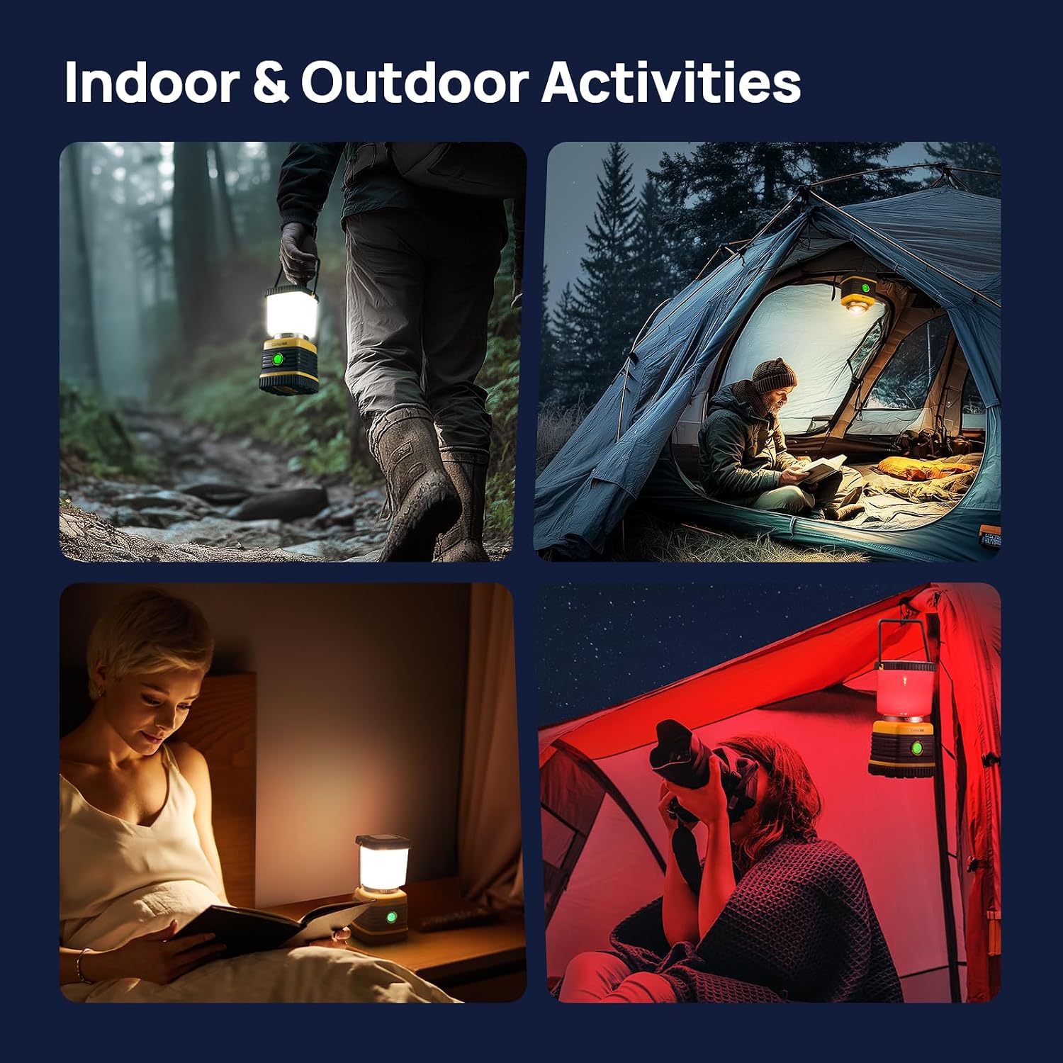 LED Camping Lantern, Consciot C02 USB-C Rechargeable Camping Lights, 1500LM, 5 Light Modes, Up to 100H Run Time, IPX4 Waterproof, Dimmable Tent Lights for Power Outages