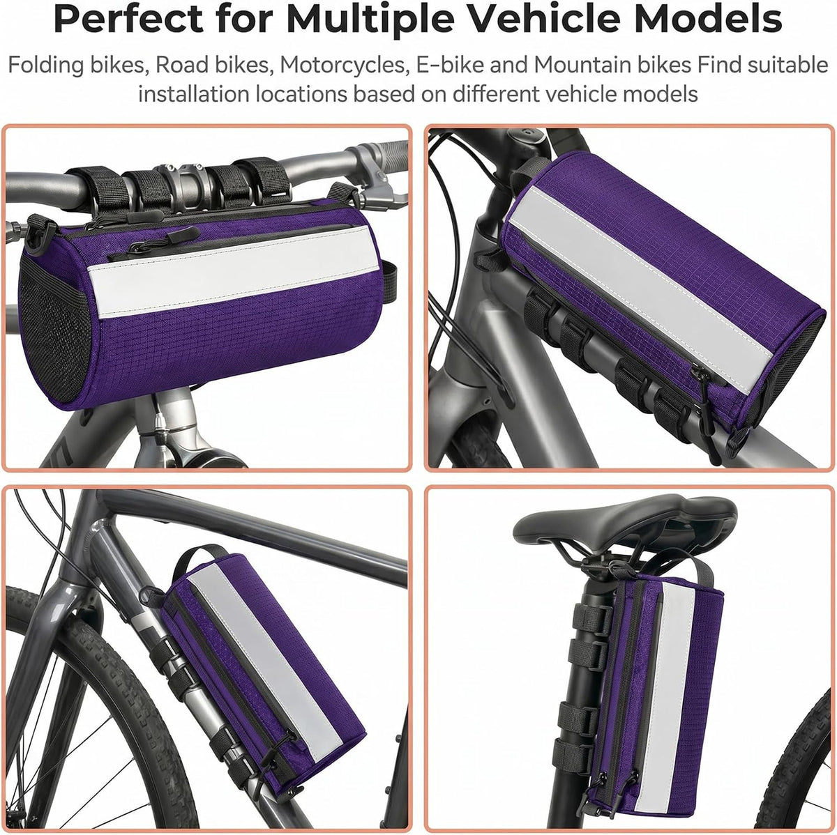 Waterproof Bike Handlebar Bag for E-bike & Bicycle 2.4L Front Storage Bag