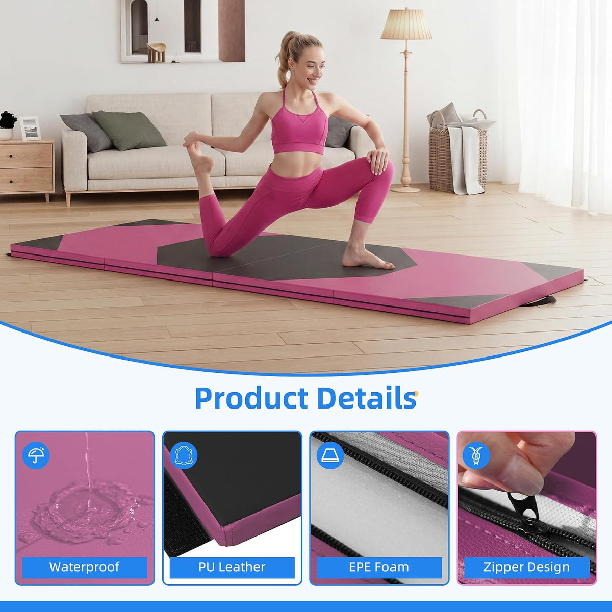 Polar Aurora 4'x8'x2 Thick Folding Gymnastics Exercise Mat Aerobics Stretching Yoga Mats