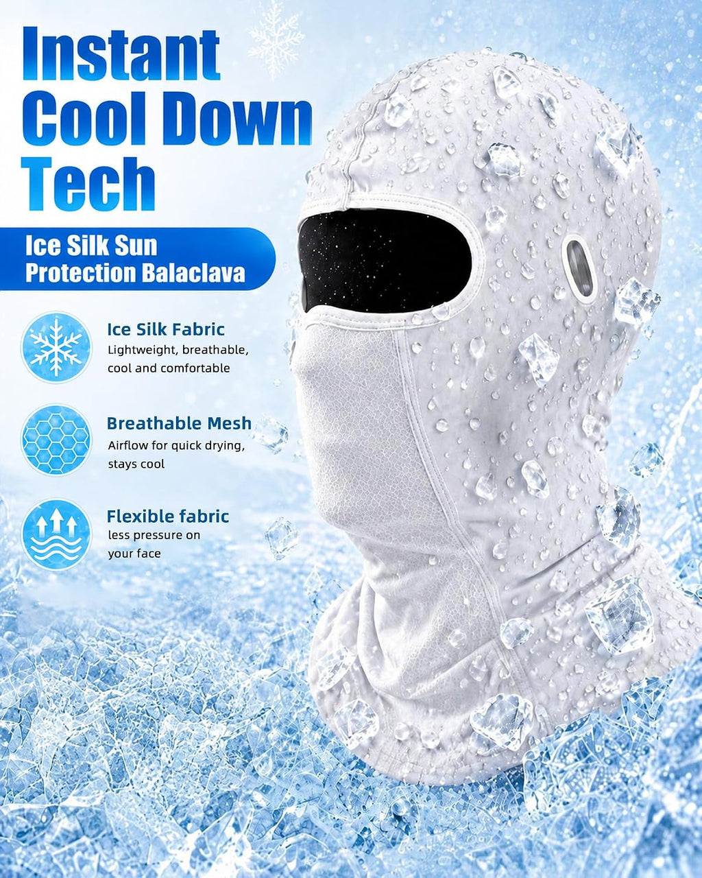 3 Pieces Unisex Ice Silk Mesh Balaclava Ski Mask, Full Cycling Face Cover