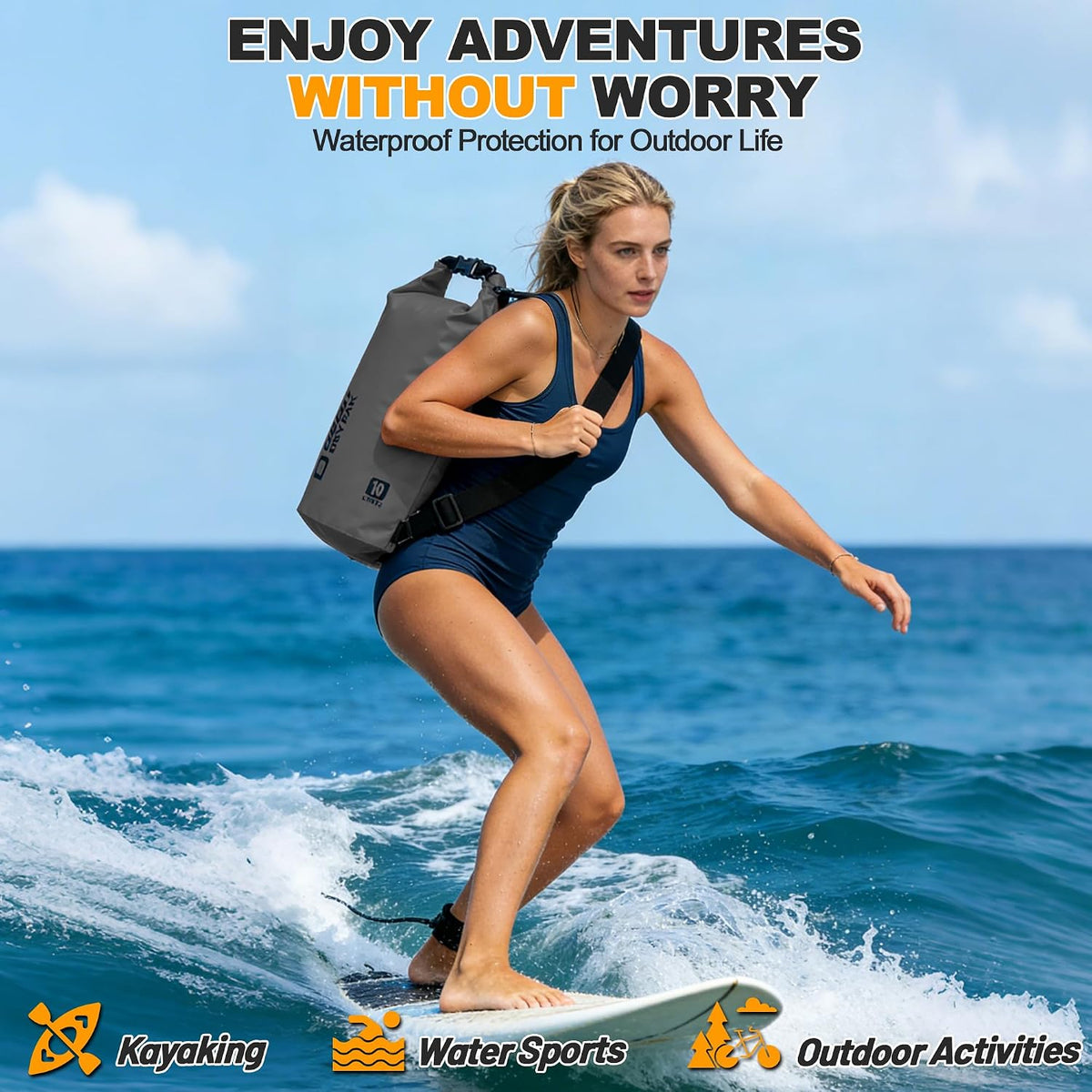 Waterproof Dry Bag, 5L/10L/20L/30L/40L Roll Top Lightweight Storage Backpack with Phone Case for Women & Men, Floating Waterproof Sack for Travel, Swimming, Kayaking, Paddle Board, Camping & Beach