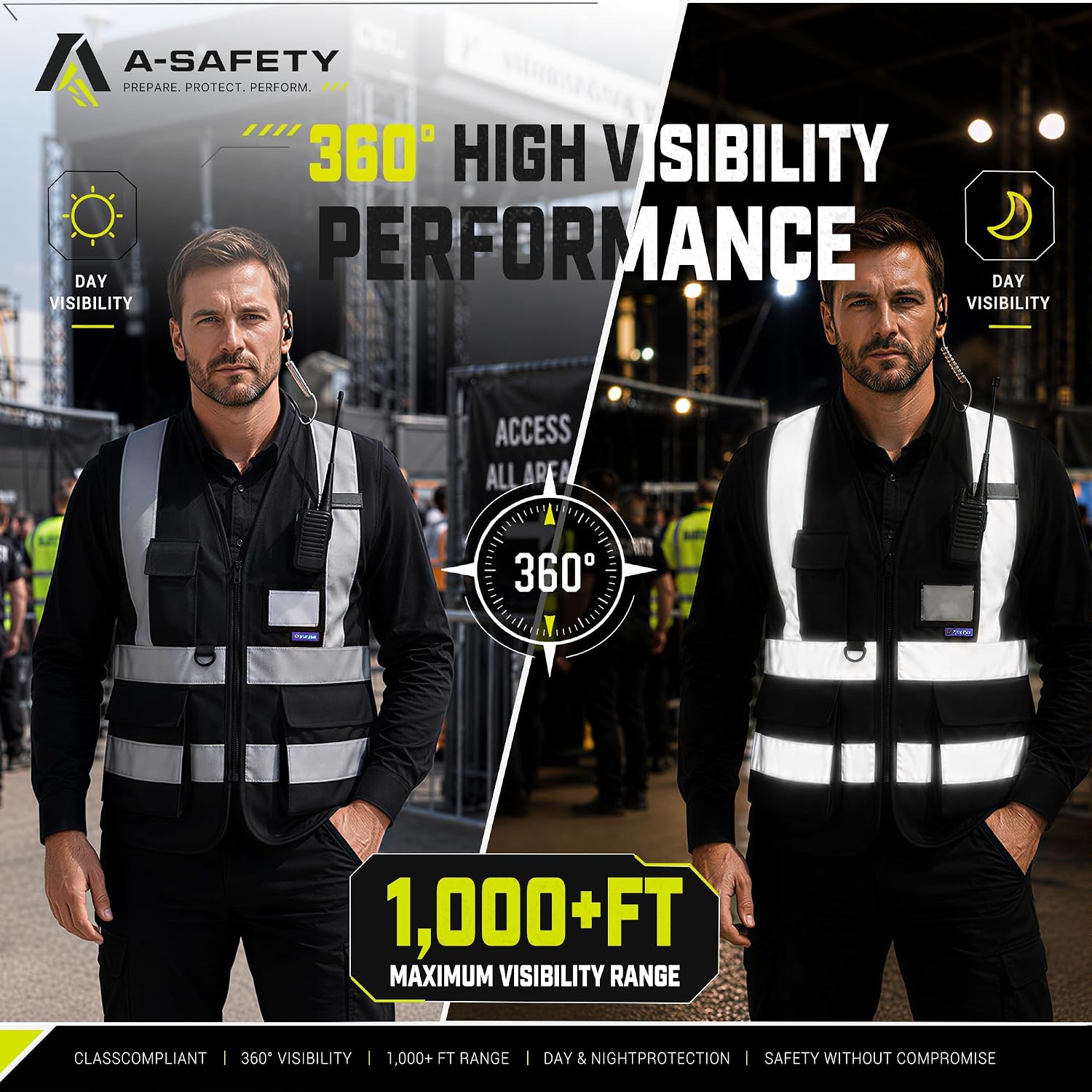 A-SAFETY High Visibility Reflective Safety Vest Customize Logo (XS-8XL)