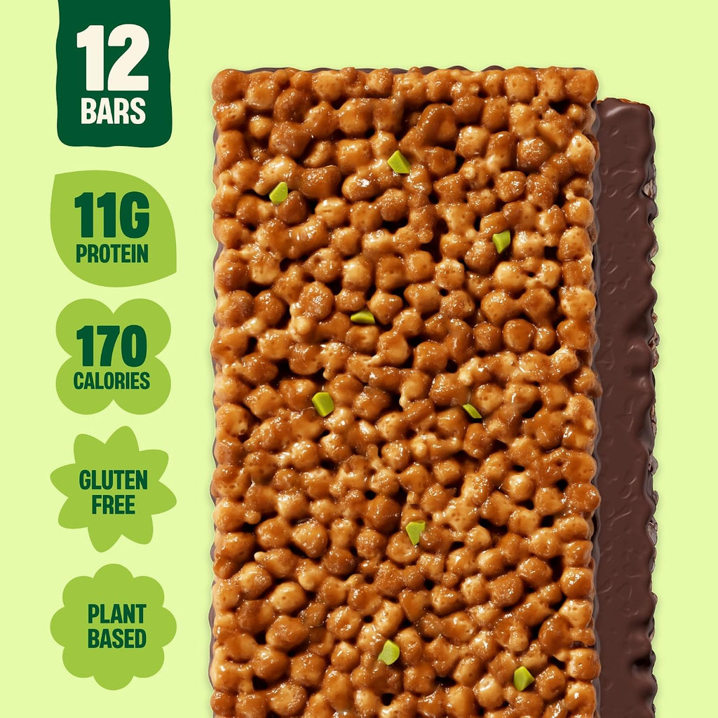 Mezcla Pistachio Chocolate Puff Crispy Vegan Bars, 11g Protein, 12 Bars