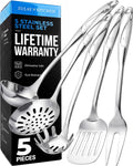 Zulay Kitchen Stainless Steel 5 Piece Cooking Utensil Set