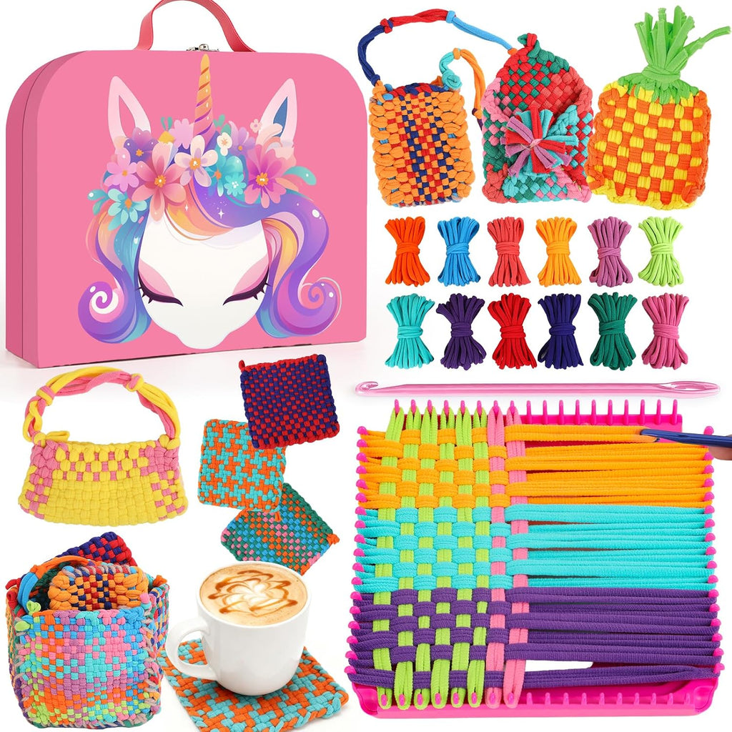 Combaybe Weaving Loom Kit Toys Gift for Kids and Adults–DIY Arts and Crafts Beginner-Friendly Potholder Loom Kit with Loops Tools Funny Birthday Gifts Toys for Girls Ages 5 6 7 8-12 13 Years Old