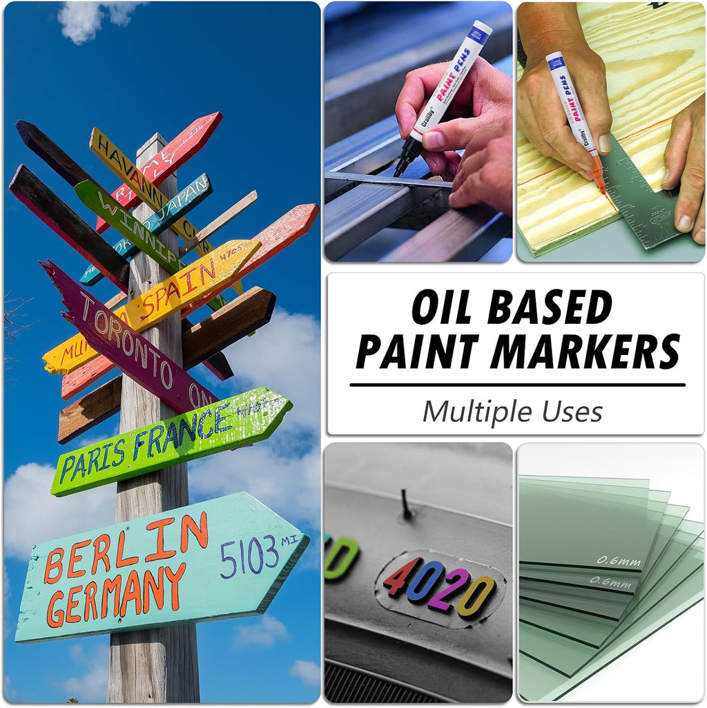 Yellow Paint Markers, 8 Pack Oil-Based Waterproof Quick Dry Permanent Paint Pen Set for Rocks Painting, Wood, Fabric, Plastic, Canvas, Glass, Mugs, Metal, Tire, Stone, DIY Craft