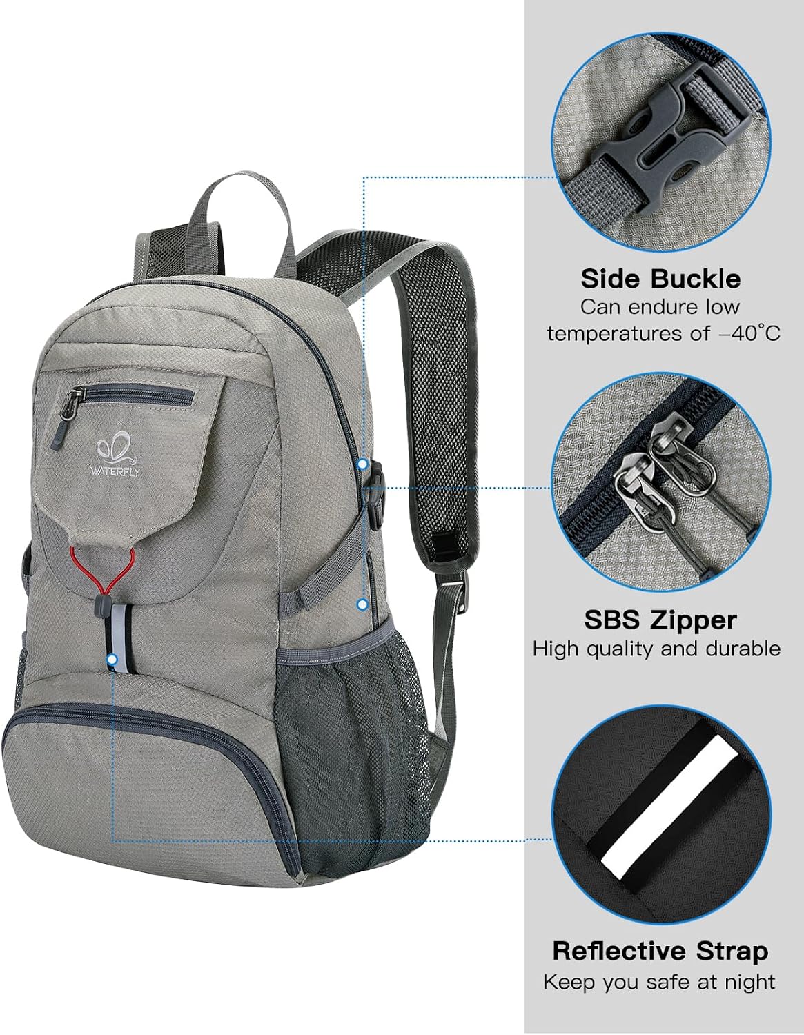 WATERFLY Small Lightweight Packable Backpack: 20l Hiking Daypack Man Woman