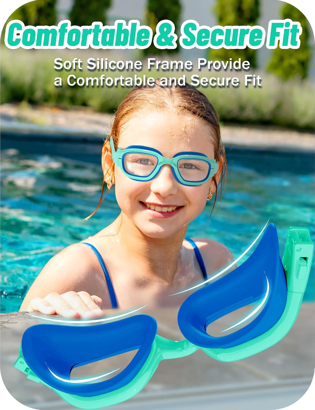 Vvinca Kids Swim Goggles Anti-Fog UV Protection No Leak for 3-14 Pool Swim
