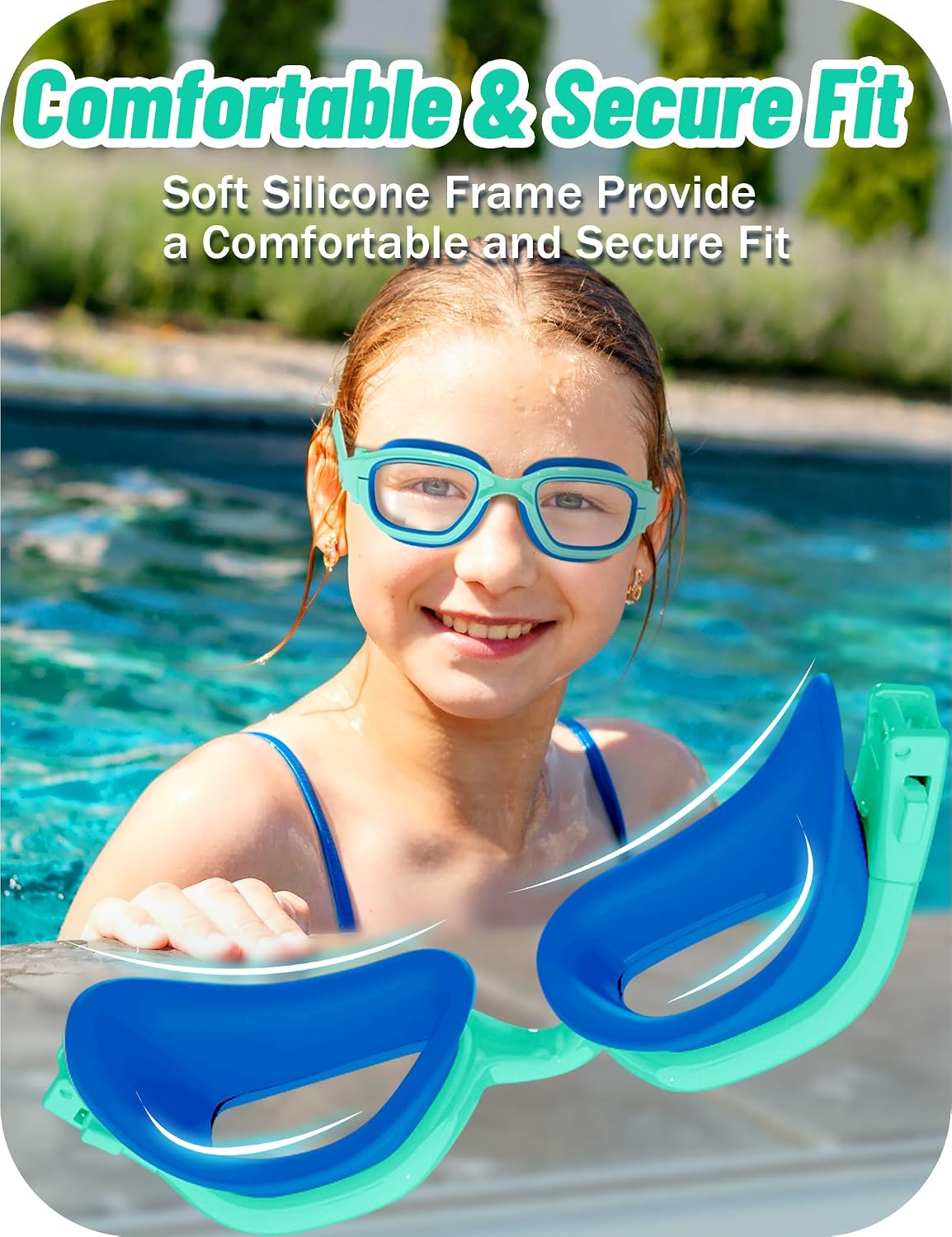 Vvinca Kids Swim Goggles Anti-Fog UV Protection No Leak for 3-14 Pool Swim