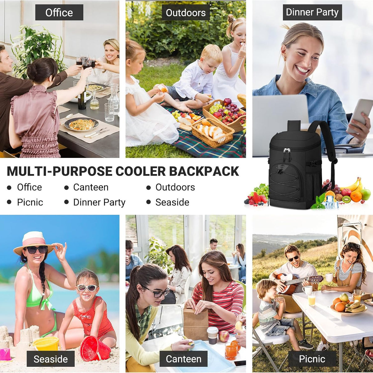 Cooler Backpack, Soft Leak Proof Backpack Coolers for Men Women