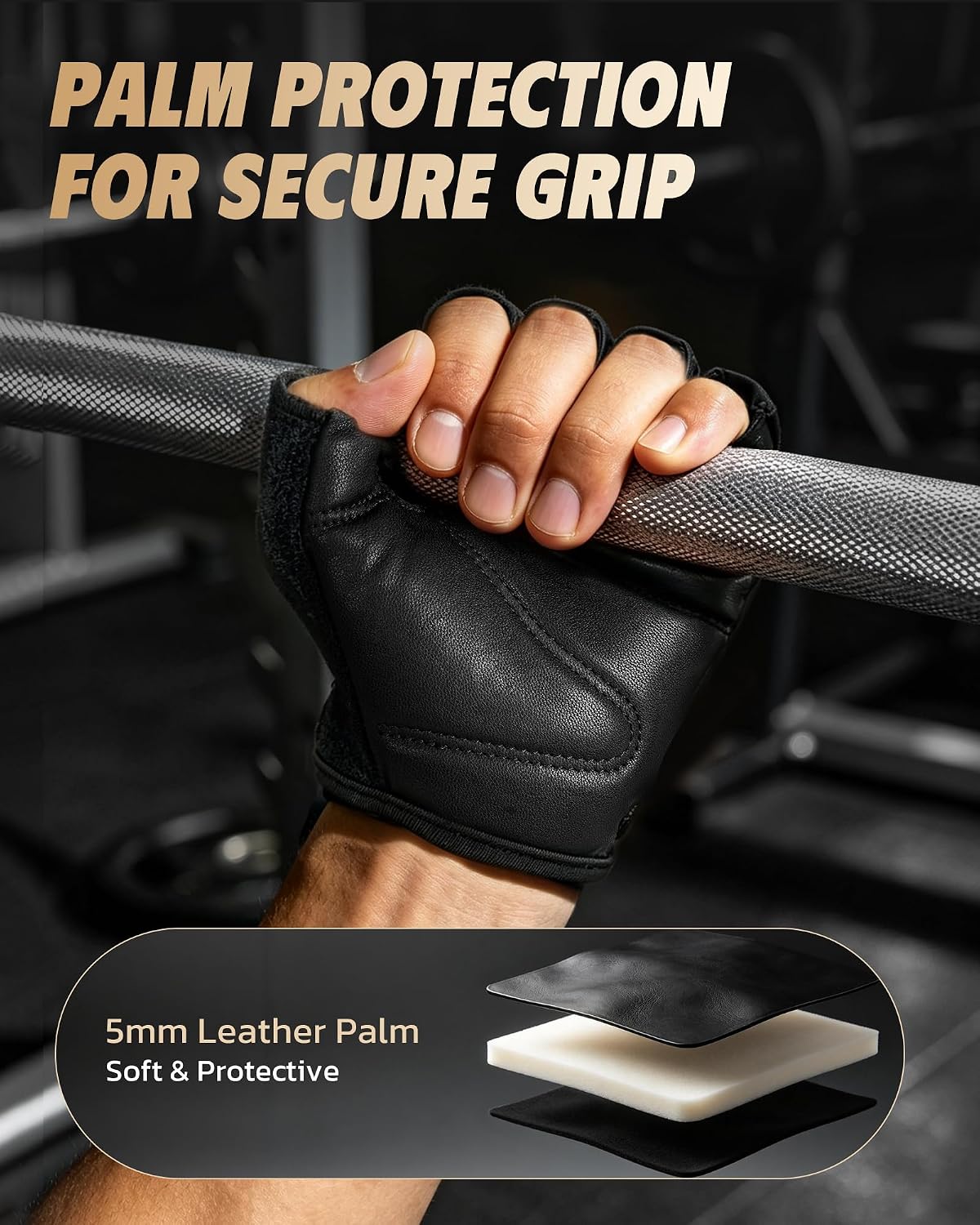 Gym Gloves for Men & Women Workout Gloves with Anti-Slip Leather Palm Suitable for Weightlifting, Gym, Cycling