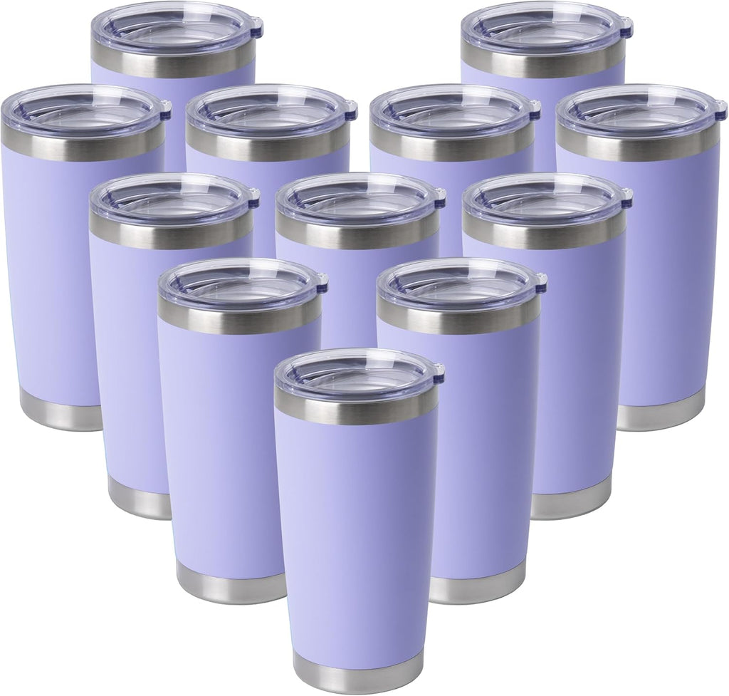 HASLE OUTFITTERS 20oz Stainless Steel Tumblers Bulk, Insulated Travel Cup with Lid, Double Wall Vacuum Coffee Mug for Cold & Hot Drinks 12 Pack, Royal Blue