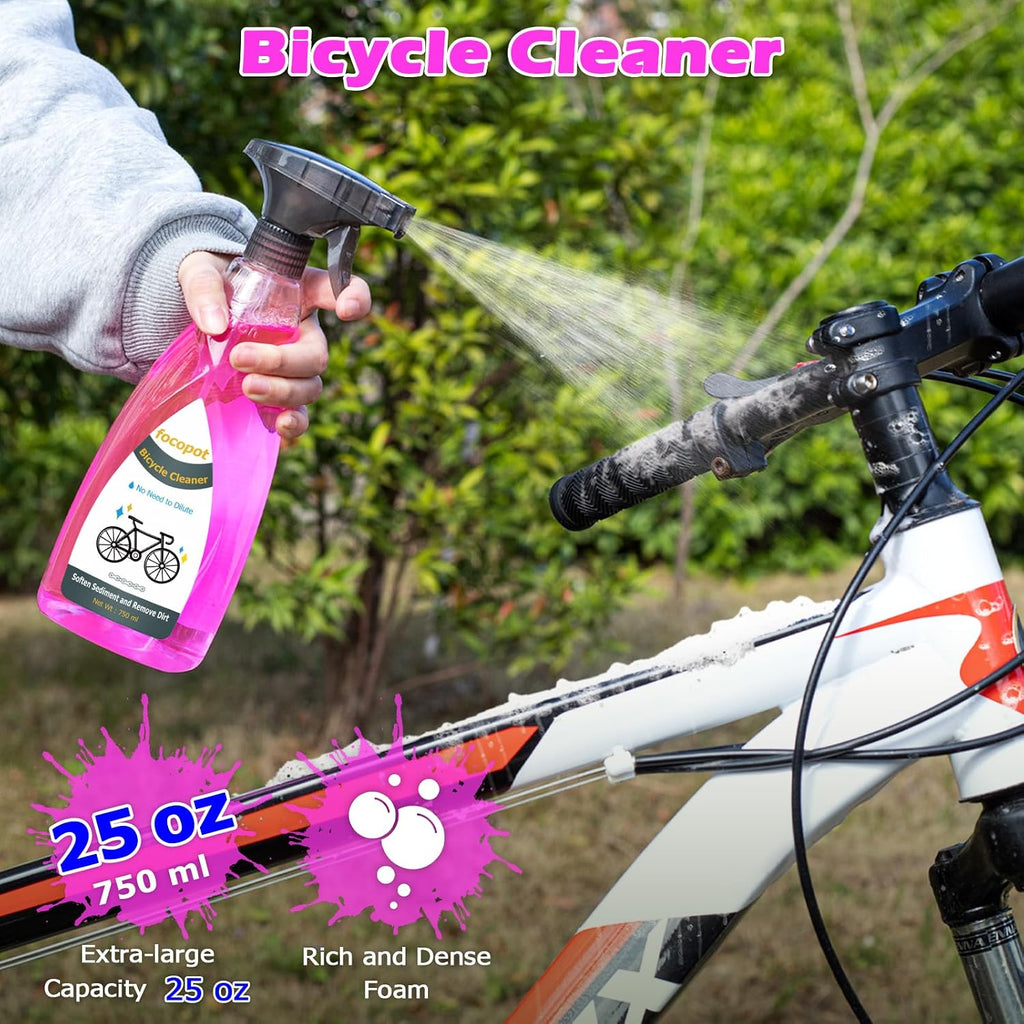 focopot Bike Cleaning Kit with Bike Cleaner(25 oz),Scrubber,Degreaser,Lube