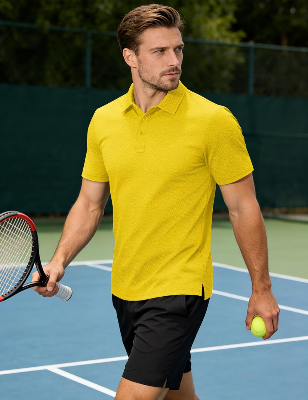 TACVASEN Men's Polo Shirts Short Sleeve Dry Fit Collared Golf Shirt