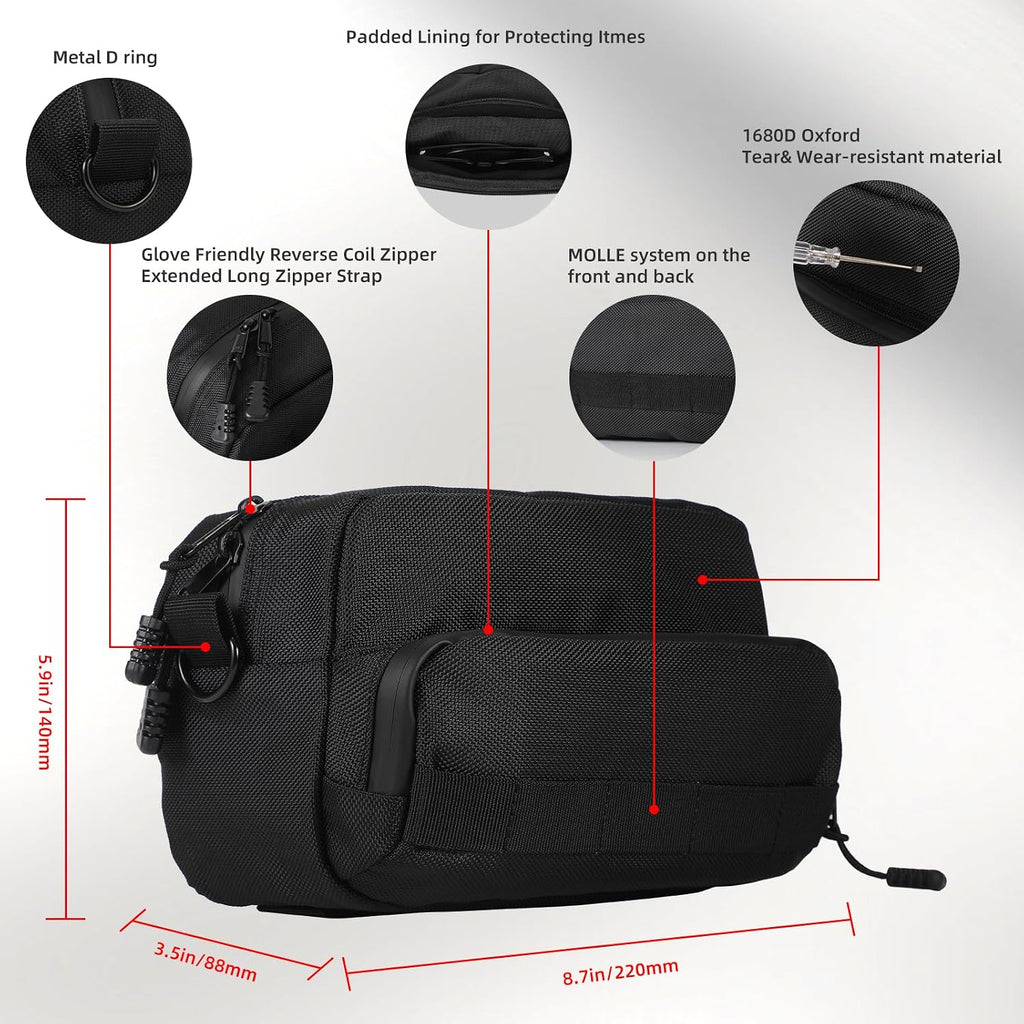 Universal Motorcycle Handlebar Bag, Motorcycle Bag Handlebar Tool Bag Fit for Front Fork Handle Bar Sissy Bar Motorbike Dirt Bike Bicycle Snowmobile Quad ATV
