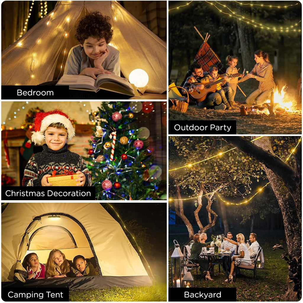 OGERY Camping String Lights with Remote, 4 in 1 Quick Storage 32.8FT 8 Mode