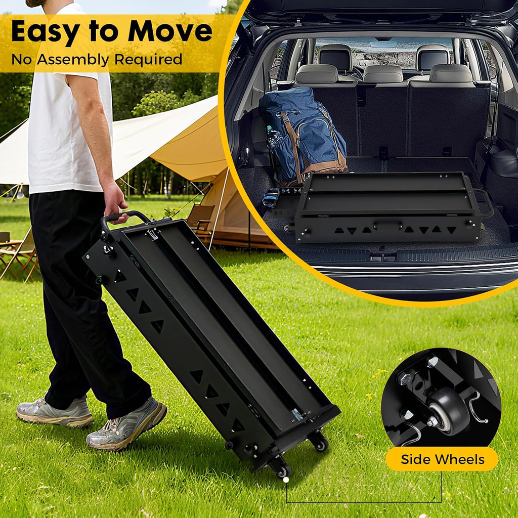 Outdoor Grill Cart Table Griddle Stand, Folding Grill Table with Wheels