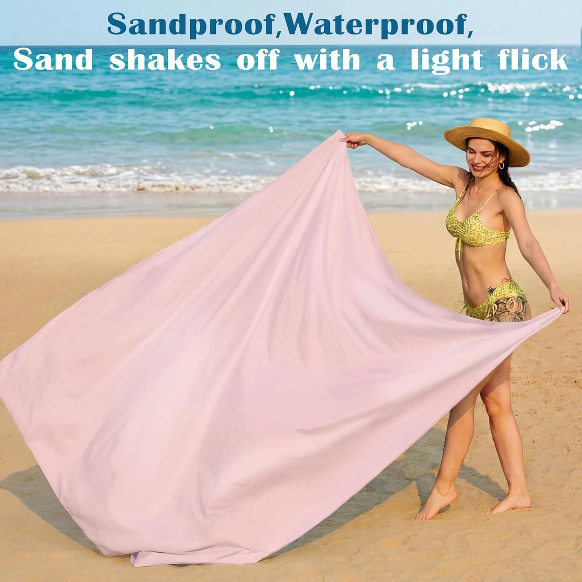 Beach Blanket Waterproof Sandproof 78''X81''/10'X9' Oversized Big Blanket
