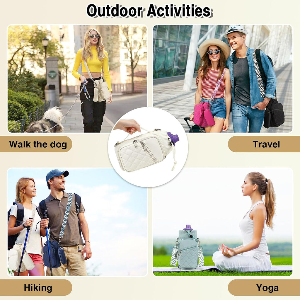 AGLOD Water Bottle Carrier Bag with Strap, Water Bottle Holder Crossbody Bags for Women Men for Walking, Hiking,Cycling