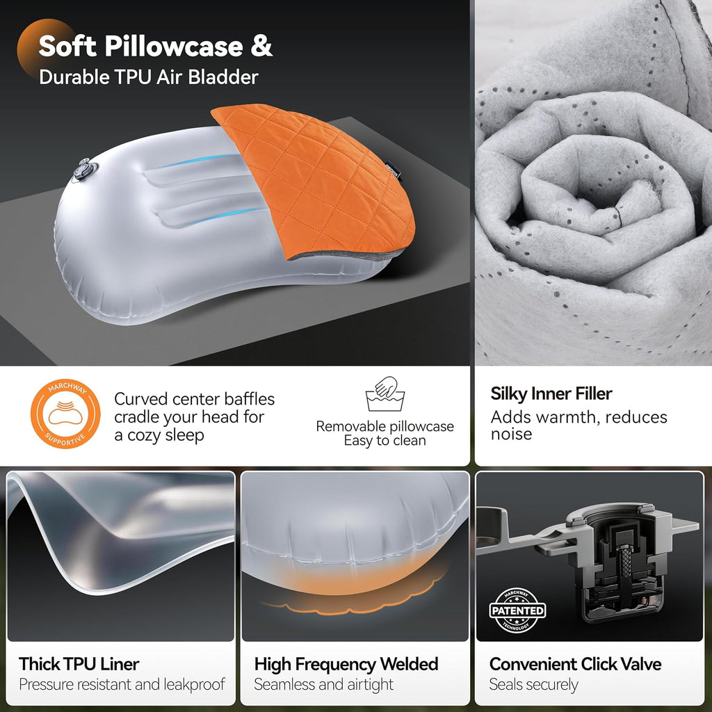 MARCHWAY Ultralight Compact Inflatable Camping Pillow with Washable Cover