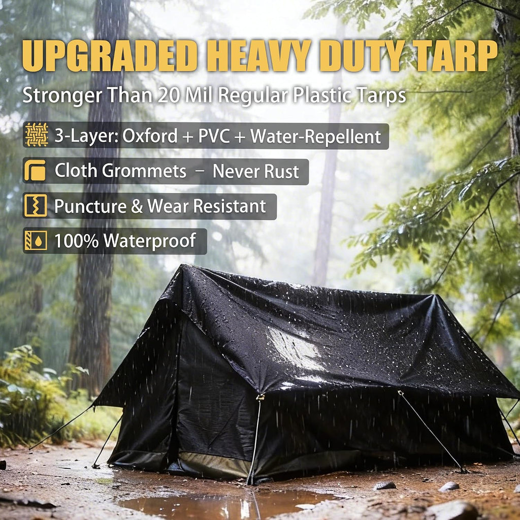 Accompagner Black Tarps Heavy Duty Waterproof 7x12ft, Thick Vinyl Tarp